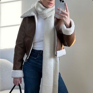 Sherpa-Lined Vegan Leather Shearling Jacket